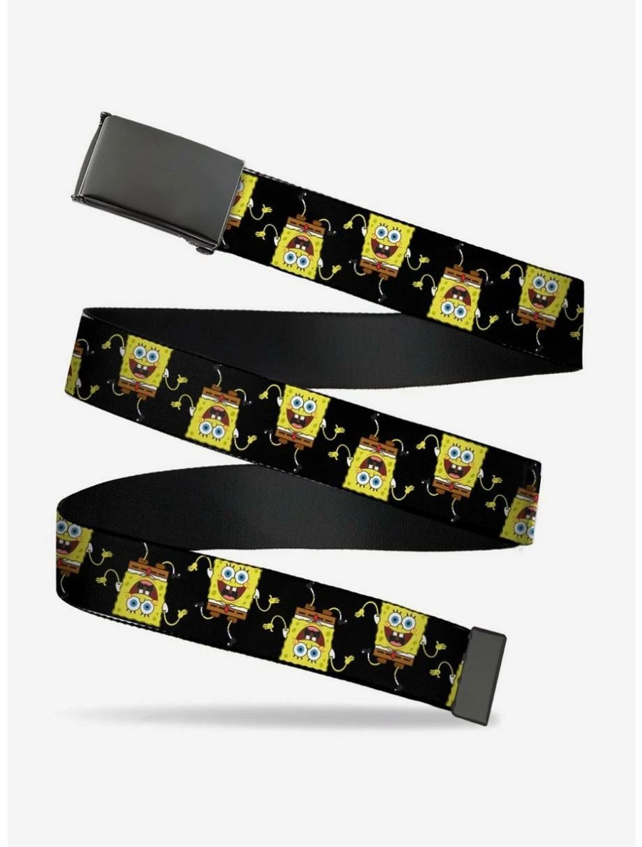 * Belts Spongebob Squarepants Wavy Arm Pose Flip Black Clamp Belt | Belts