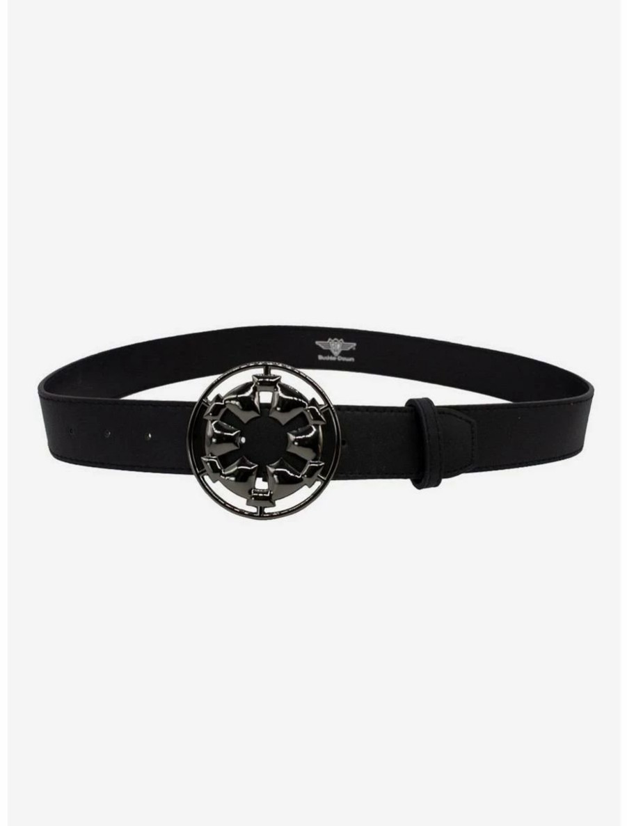 * Belts Star Wars Galactic Empire Black Gun Metal Enamel Icon Black Vegan Leather Belt | Belts