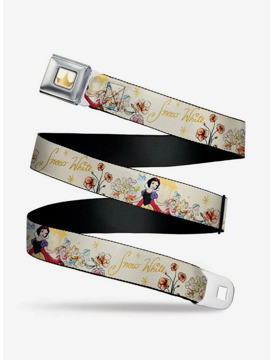 * Belts Disney Snow White And The Seven Dwarfs Flowers Yellow Seatbelt Belt | Belts