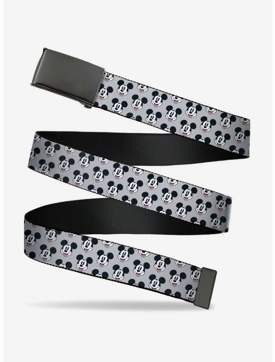 * Belts Disney Mickey Mouse Smiling Face Monogram Gray Clamp Belt | Belts