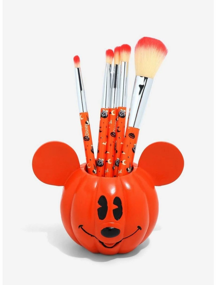 * Face Masks Disney Mickey Mouse Jack-O'Lantern Makeup Brush Set & Holder Boxlunch Exclusive | Face Masks