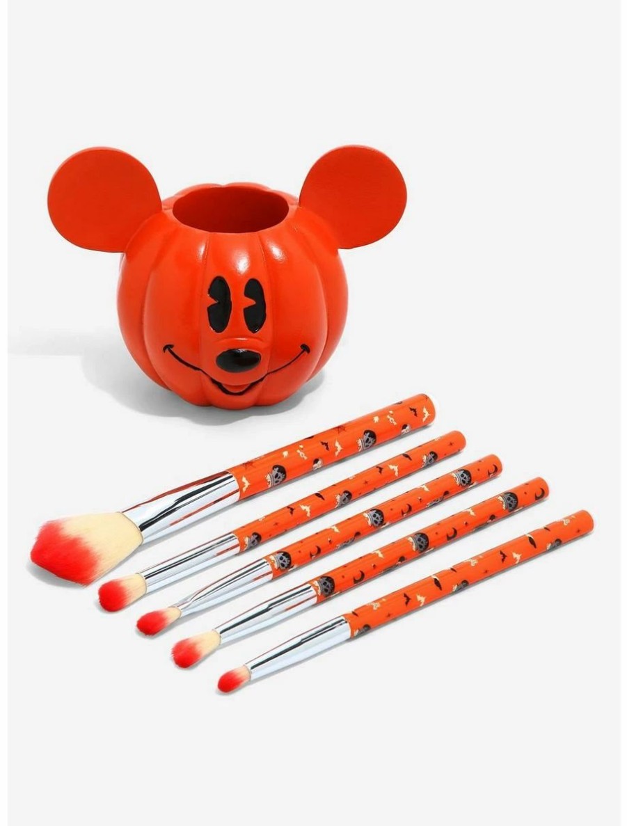 * Face Masks Disney Mickey Mouse Jack-O'Lantern Makeup Brush Set & Holder Boxlunch Exclusive | Face Masks