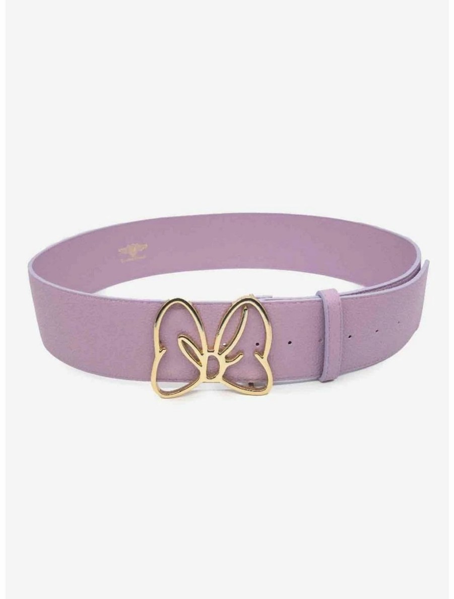 * Belts Disney Minnie Mouse Gold Bow Buckle Lilac Vegan Leather Belt | Belts