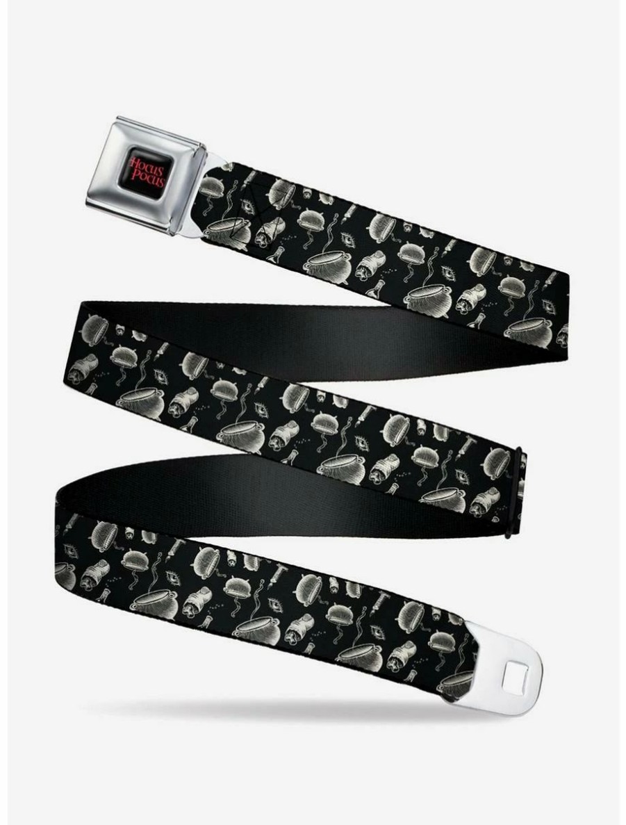 * Belts Disney Hocus Pocus Elements Collage Black White Seatbelt Belt | Belts