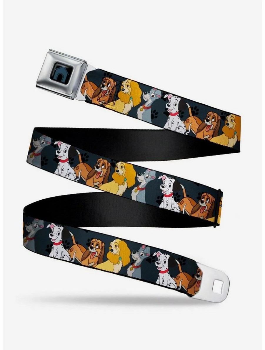 * Belts Disney Dogs Group Collage Paws Gray Black Youth Seatbelt Belt | Belts