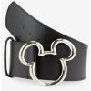 * Belts Disney Mickey Mouse Ears Silver Buckle Vegan Leather Belt | Belts