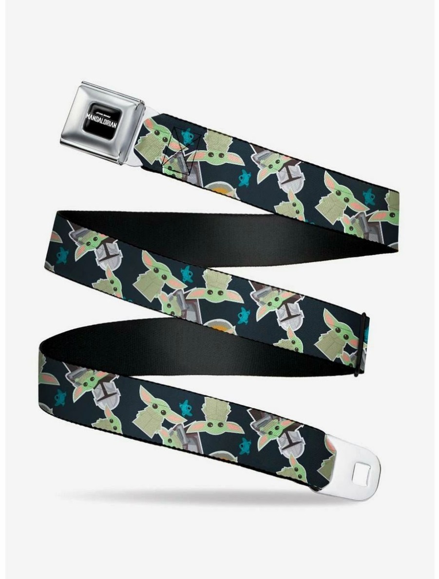 * Belts Star Wars The Mandalorian The Child And Frog Icons Navy Seatbelt Belt | Belts