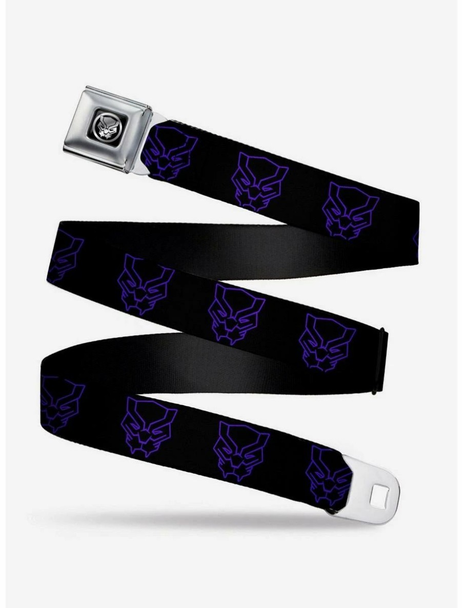 * Belts Marvel Black Panther Avengers Icon Outline Black Purple Youth Seatbelt Belt | Belts