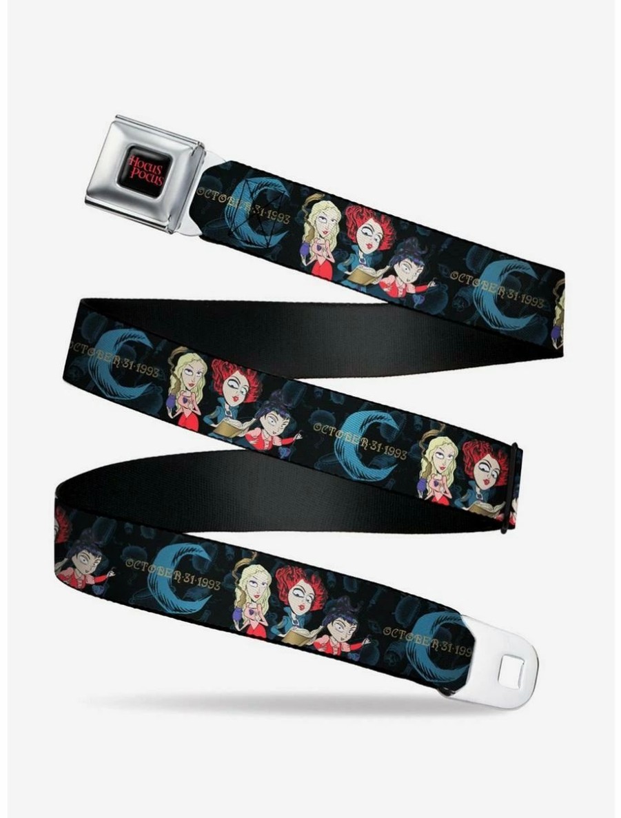 * Belts Disney Hocus Pocus Sanderson Sisters Group Pose Black Blues Seatbelt Belt | Belts