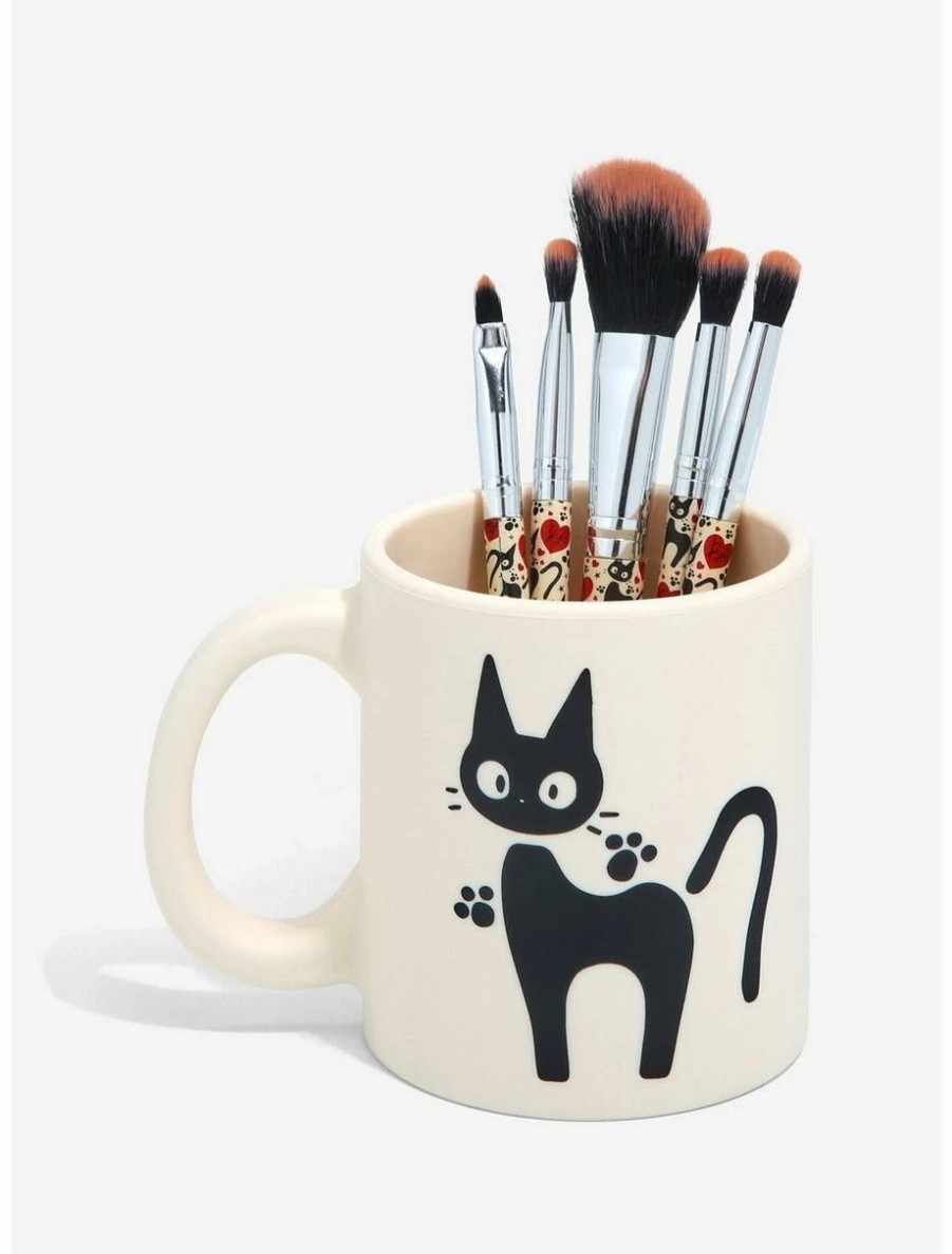 * Beauty Loungefly Studio Ghibli Kiki'S Delivery Service Jiji Mug Makeup Brush Set & Holder Boxlunch Exclusive | Beauty