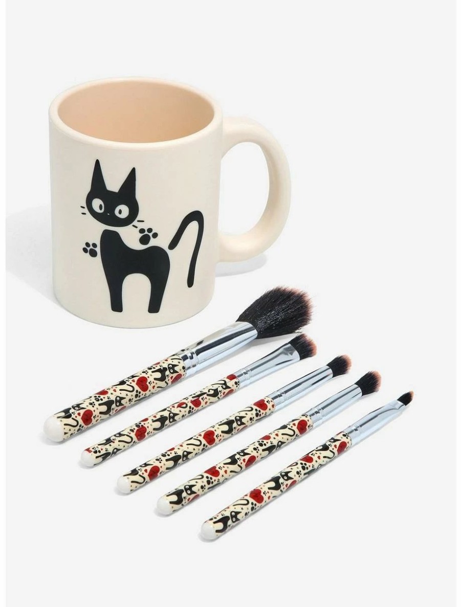 * Beauty Loungefly Studio Ghibli Kiki'S Delivery Service Jiji Mug Makeup Brush Set & Holder Boxlunch Exclusive | Beauty