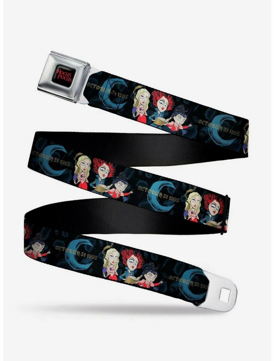 * Belts Disney Hocus Pocus Sanderson Sisters Group Pose Black Blues Youth Seatbelt Belt | Belts