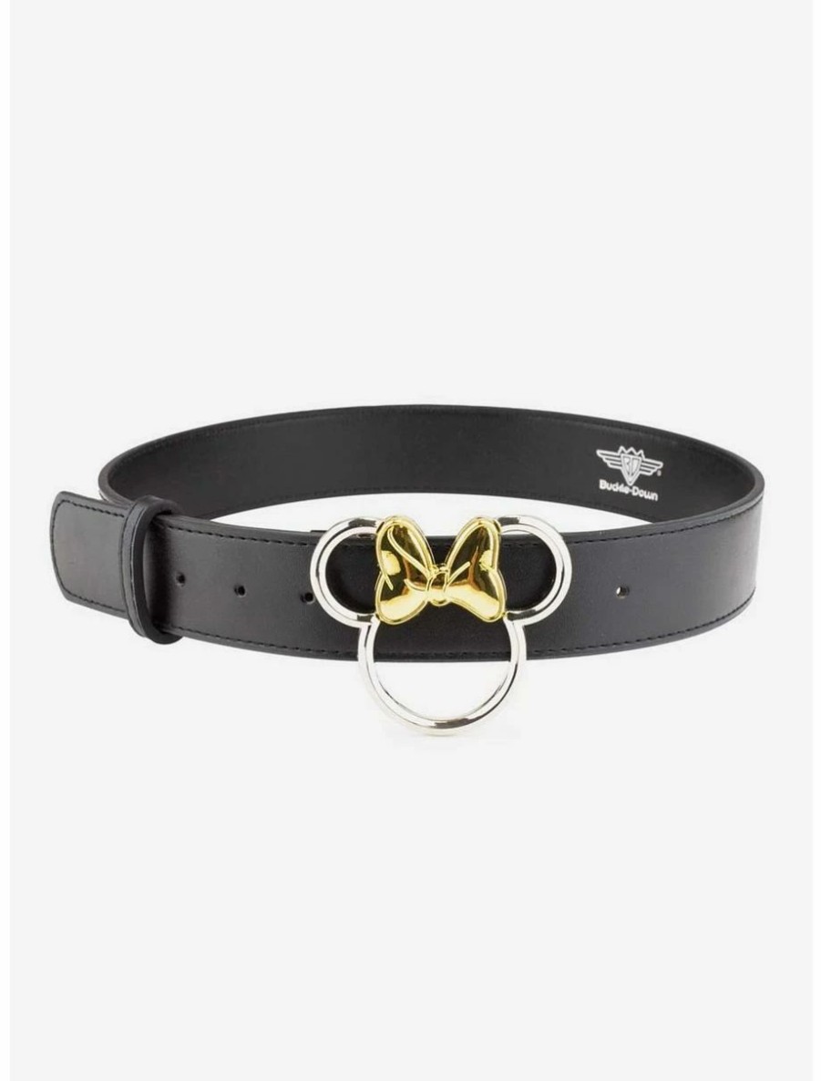 * Belts Disney Minnie Mouse Figural Silver And Gold Buckle Vegan Leather Belt | Belts