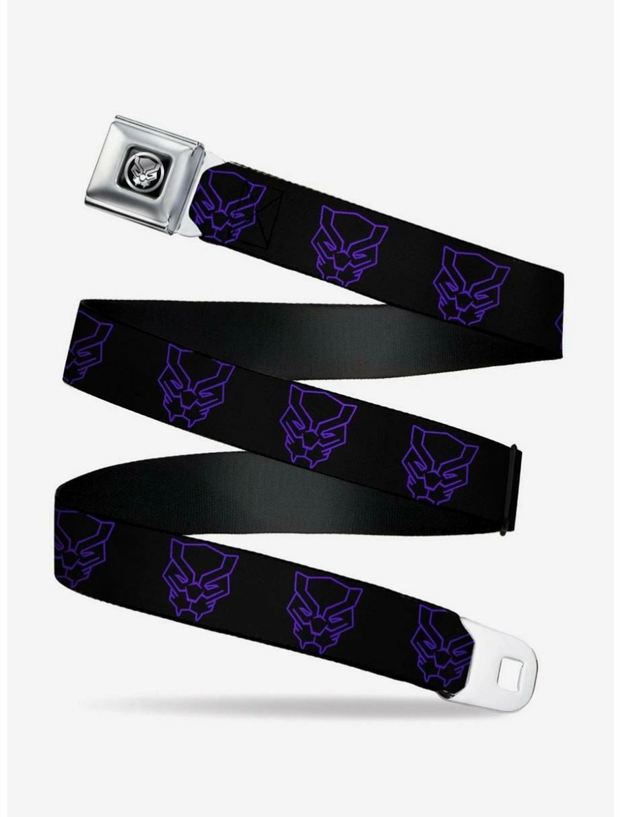 * Belts Marvel Black Panther Avengers Icon Outline Black Purple Seatbelt Belt | Belts