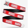 * Belts Marvel Red Brick Logo Red White Seatbelt Belt | Belts