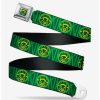 * Belts Marvel Loki Text With Face Icon Greens Yellow Seatbelt Belt | Belts