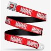 * Belts Marvel Red Brick Logo Red White Youth Seatbelt Belt | Belts