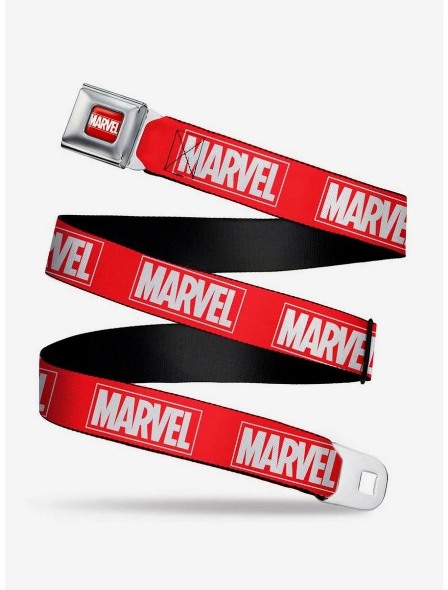 * Belts Marvel Red Brick Logo Red White Youth Seatbelt Belt | Belts