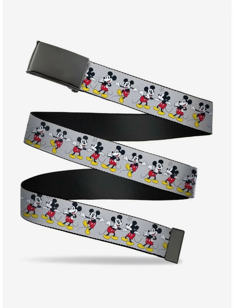 * Belts Disney Mickey Mouse Poses Gray Clamp Belt | Belts