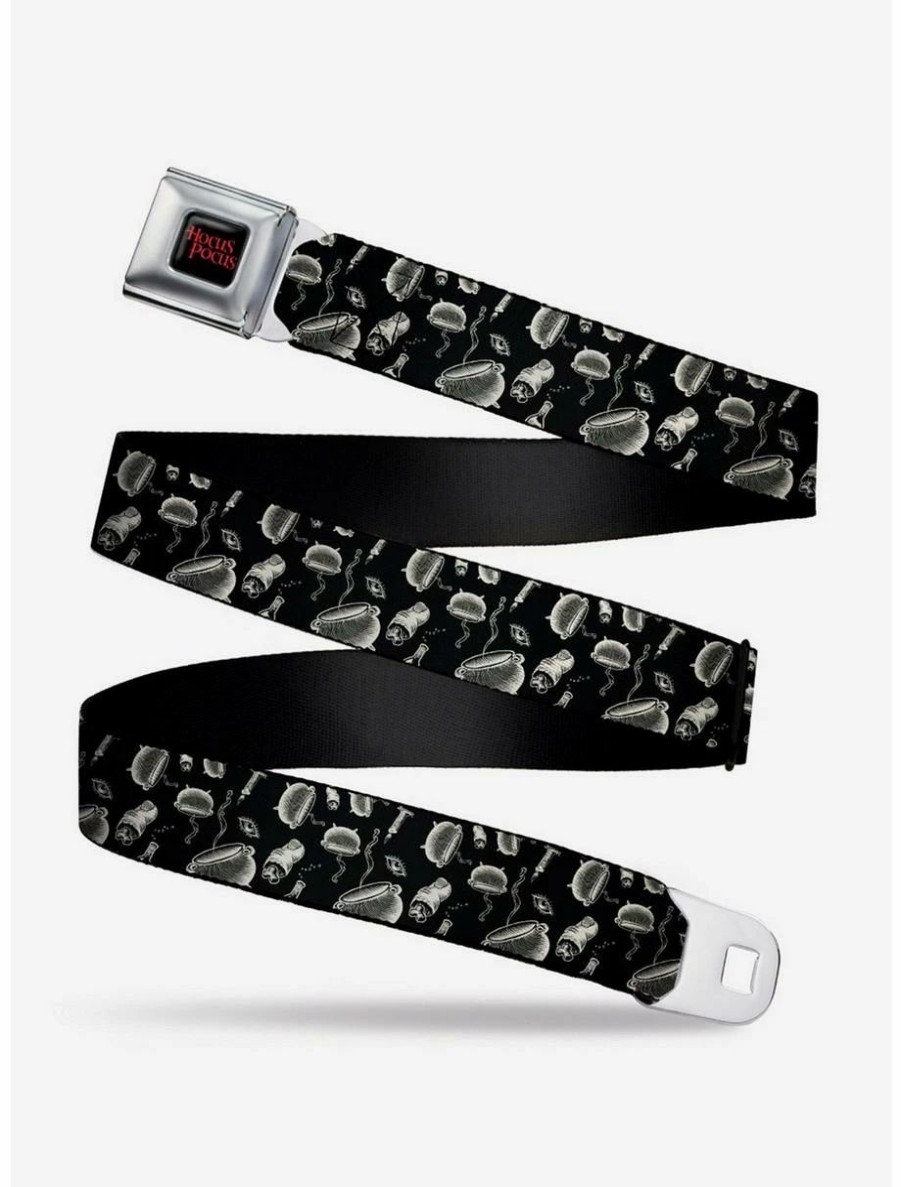 * Belts Disney Hocus Pocus Elements Collage Black White Youth Seatbelt Belt | Belts