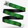 * Belts Marvel Loki Text With Face Icon Greens Yellow Youth Seatbelt Belt | Belts